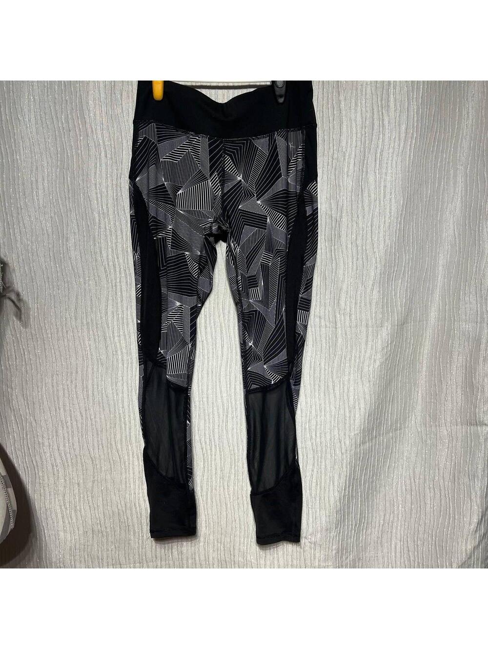 DANSKIN NOW FASHION MESH LEGGING Black Soot Print Reflective